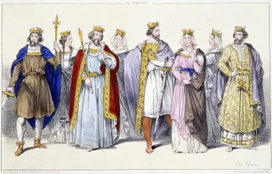 Os Carolíngios: Hugues Capet, Adelaide, Robert, Constance, Henry I, Anne da Rússia, Berthe, Philippe I - em "Rois et Reines de France en estampes", Paris, ed. Swift