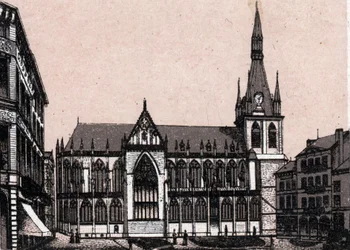 A Catedral de São Paulo em Liège, Bélgica, em "O mundo ilustra 168 visões" Sem data (final do século XIX)