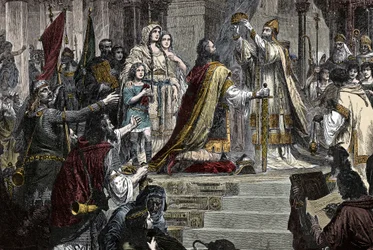 A coroação de Carlos Magno (742-814) no ano 800 pelo papa Leão III