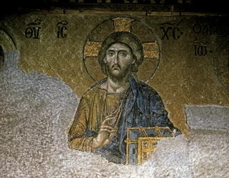 A Deesis. Pormenor de Cristo, meados do século XII (mosaico)