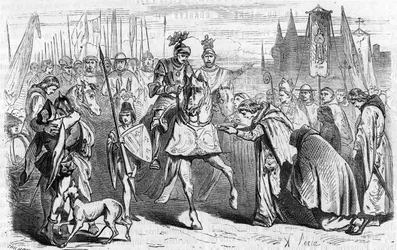 Os franceses foram para Bordeaux em 23 de junho de 1451 sob Charles VII, o fim da reconquista contra os ingleses. Gravura do século XIX.