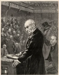Câmara dos Comuns, 13 de fevereiro de 1893: discurso de William Ewart Gladstone (gravura)