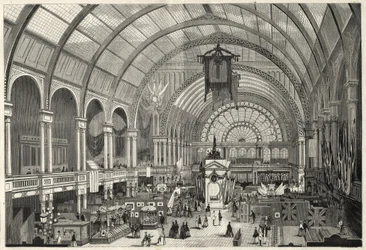 A Exposição Internacional de Amesterdão de 1869 - vista interior do Palácio da Exposição Internacional