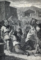 A Intervenção das Mulheres Sabine . Gravura de 1884