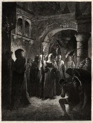 O Rei de França Henrique III (1551-1589) em traje penitente branco" Procissão do Confrade instituída pelo Rei 23/03/1585 (Procissão do Rei de França Henrique III em traje penitente branco)