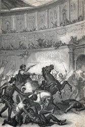 O Massacre de Tessalônica em 390. Gravura de 1884