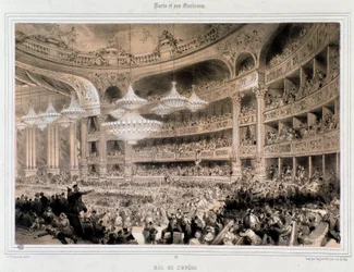 O Baile de Ópera em Paris. Gravura da Coleção Privada do século XIX
