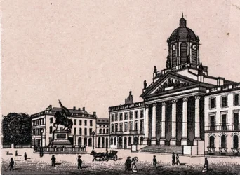 A Praça Real em Bruxelas na Bélgica em "O mundo ilustra 168 vistas" Sem data (final do século XIX)