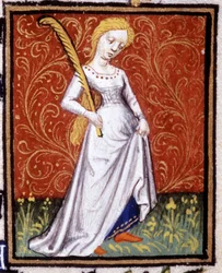 A Virgem. Miniatura de um horóscopo. Manuscrito do século XV. Biblico. Trivulziana, Milão.