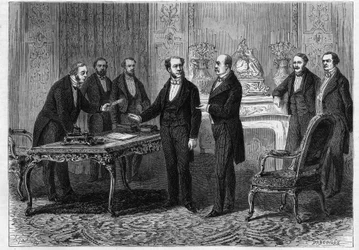 O Visconde de Gontaut Biron (Gontaut-Biron), embaixador da França em Berlim, e o Príncipe de Bismarck (Otto Von Bismarck