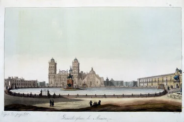 O Zocalo: A grande praça da Cidade do México. Em "O traje antigo e moderno".