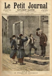 O bilhete de alojamento, que corre durante o período napoleônico, é fornecido pelo exército aos seus soldados, e leva o nome e a localidade de uma determinada carga aos soldados heberger no campo. Gravura depois de um quadro de Cres, em "Le petit journal