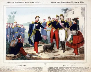 As aventuras de um oficial francês em África. O jovem oficial, comandante de um posto atacado pelos árabes, foi desarmado e levado sob prisão perante um conselho de guerra.