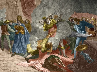 A bola dos ardentes ou bola dos selvagens: por ocasião do casamento de uma senhora de Isabeau (Isabel, Isabel) da Baviera, em 28 de janeiro de 1393, o rei se disfarçou e se acorrentou a outros quatro cortesãos. O seu irmão, o Duque de Orlé
