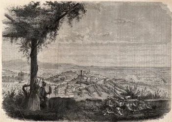 A cidade de Bergamo (Bergamo) por volta de 1858 - gravura -