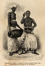 Os dançarinos do diabo, cuja prática remonta ao século III d.C., confiam em crenças supersticiosas de encantamentos, canto e dança, para avisar uma pessoa doente ou expulsar uma influência nefasta. Gravura para ilustrar a viagem no meridional