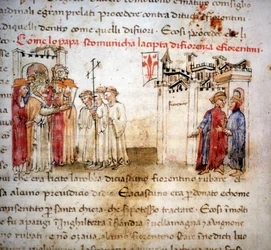 O excomungado de Florença e dos Florentinos em 1375 - em "Croniche del Sercambi", cerca de 1400.