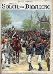 A festa de 14 de Julho: o Comandante Marchand tem o chefe dos cavaleiros senegaleses. Gravação em "Le sun-du-dimanche", 23 de julho