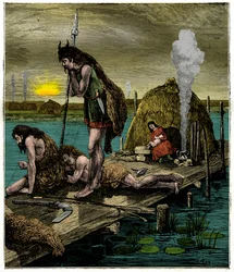 Os primeiros parisienses ou habitantes de Lutece, Gravura do século XIX