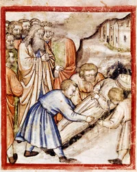 O funeral de Sarah Miniature do códice 212 (ou códice padovano ou Bíblia de Pádua) 1390-1400 Rovigo, Accademia dei Concordi
