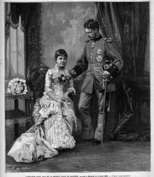 O infante da Espanha Dona Maria de la Paz (1862-1946) e o Príncipe Luís II de Baviere (Ludwig Otto Frederik Wilhelm von Wittelsbach)