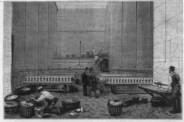 A grande sala elétrica da Opera Garnier ou duzentas baterias Bunsen permitem projetar os raios do sol elétrico.