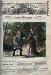 A última entrevista de Marie Mancini (1639-1715) com Luís XIV (1638-1715) antes de sua partida da corte para Brouage em 22 de junho de 1659, o exílio organizado pelo Cardeal Mazarin para mantê-lo afastado do rei - A ilustração tira do "Visconde de Bra