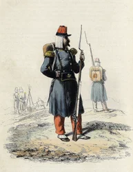 A infantaria ligeira do exército francês durante a expedição de Argel em 1830, In "L