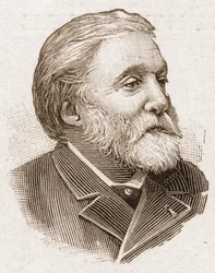 Os membros da Academia Francaise em 1895: retrato de Etienne Charles Henri, Visconde de Bornier (1825-1901), dramaturgo e poeta francês.
