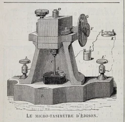 O micro-tasímetro de Edison - gravura, final do século XIX