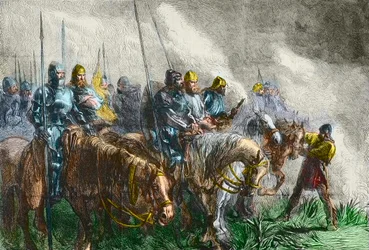 A manhã da batalha de Agincourt - 100 anos de guerra: Batalha de Azincourt (Pas-de-Calais) em 25 de Outubro de 1415 - Antes da Batalha de Azincourt -