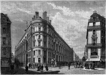 O novo Hotel des Postes de la Rue du Louvre em Paris, após a sua reconstrução. Gravação no jornal "La jeunesse".