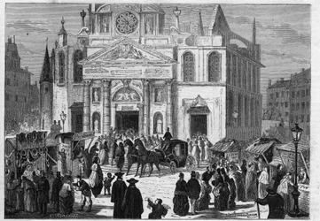 A novena de Sainte Genevieve na igreja de Saint Etienne du Mont (Saint-Etienne-du-Mont) em Paris