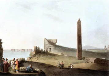 Os obeliscos de Alexandria, chamados agulhas de Cleópatra - em "Views in Egypt" (Vistas no Egito)