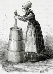 O baratte de pistão - em "The wonders of the industry" de Louis Figuier
