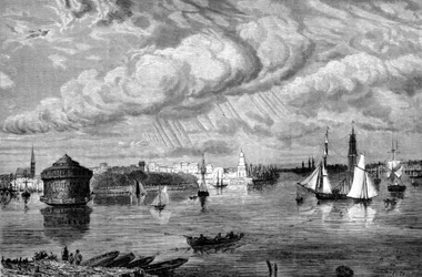 O porto de Nova Iorque por volta de 1860.