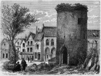 A torre do Rei Luís IV de Outremer (Ultramar, Ultramar) para Laon (destruída em 1831) - gravura