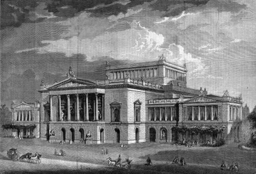 Teatro em Leipzig, início das obras do arquitecto berlinense Langhaus. Em "L