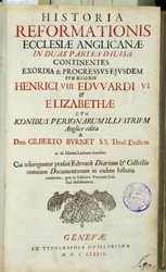 Página de título "Historia Reformationis Ecclesiae Anglicanae...", Genebra