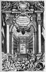Página de rosto de "PROSPECTUS PHARMUTICI SUB QUO ANTIDOTARIUM MEDIOLANENSE GALENO-CHIMICUM EXCELENTIMI SENATUS IUSSU MEDIOLANI, EX TYPOGRAPHIA CAROLI QUINTI