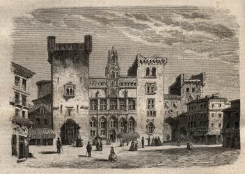 Câmara Municipal de Narbonne - Languedoc-Roussillon-Midi-Pyrenees - França - gravura em "Dictionnaire populaire illustrious" - 1864 - de Joseph Decembre e Edmond Allonier -
