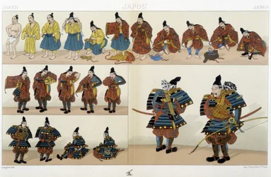 Vestuário tradicional dos samurais japoneses - em «The Historical Costume» de Racinet