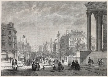 Transformações de Paris sob o Segundo Império, Paris Haussmann: decoração do Boulevard Malesherbes, no dia da sua inauguração a 13 de Agosto de 1861 - Gravura no "Le Monde Illustré