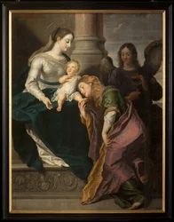 Tríptico. Pintura. Assinado L. Segers (?). Escutheon com texto Omnia enpitras (?). 1627.