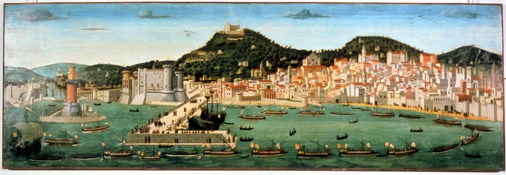 Regresso triunfal da frota de Fernando I (1423-1494) após a Batalha de Ísquia contra Renato I de Anjou, o Bom (1409-1480). 6 de julho de 1464. Nápoles, Museu Nacional de San Martino.