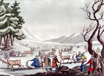 Tunguses, Sibéria. Desenho de Cartelli. Bibliotheque des arts décoratifs de Paris. "O traje antigo e moderno"