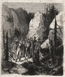 O patriota tirolês Andreas Hofer (1767-1810) é preso - O patriota tirolês Andreas Hofer (1767-1810) preso pelas tropas italianas em 19/01/1810 Gravura de 1879 no "Histoire des societes secretes, politiques et religieuses" de Pierre Zaccone (1817