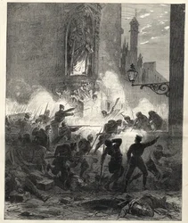 Revolta dos Republicanos na Catalunha: luta em Barcelona na noite de 25 para 26 de Setembro de 1869 - Sexenio Democratico (seis anos de democracia) - Espanha sob o domínio do General Francisco Serranos 1869/1870 - Insurreição Republicana na Catalunha: bar