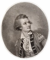 Vicente Lunardi, um aeronáutico italiano, que fez a primeira subida de balão na Inglaterra em 14 de setembro de 1784. Gravura do final do século XVIII.