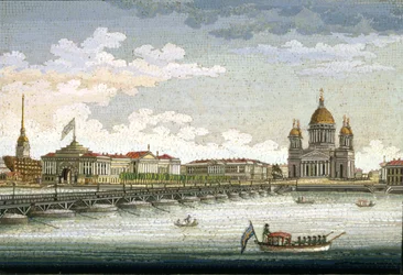Vista do rio Neva sobre a Praça de Santo Isaac e a Ponte de Santo Isaac, de Yegor Yakovlevich Vekler (1800-61)